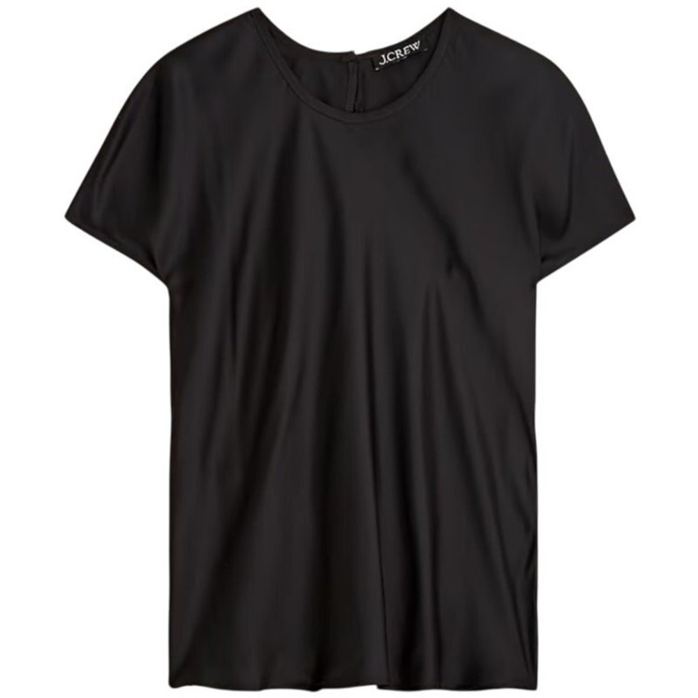 J. Crew Black Short Sleeve Satin like Tee